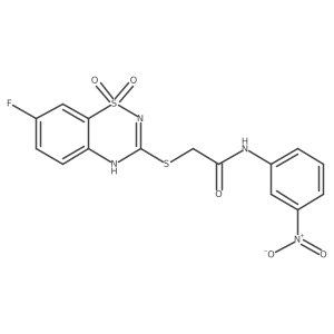 2-((7-fluoro-1,1-dioxido-4H-benzo[e][1,2,4]thiadiazin-3-yl)thio)-N-(3-nitrophenyl)acetamide结构式