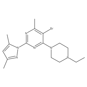 5-bromo-2-(3,5-dimethyl-1H-pyrazol-1-yl)-4-(4-ethylpiperazin-1-yl)-6-methylpyrimidine Structure