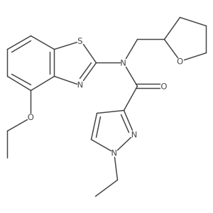 N-(4-ethoxybenzo[d]thiazol-2-yl)-1-ethyl-N-((tetrahydrofuran-2-yl)methyl)-1H-pyrazole-3-carboxamide结构式