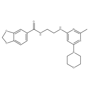 N-(2-((2-methyl-6-morpholinopyrimidin-4-yl)amino)ethyl)benzo[d][1,3]dioxole-5-carboxamide结构式