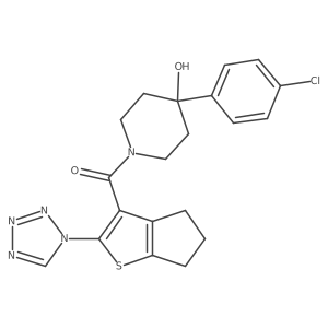 [4-(4-chlorophenyl)-4-hydroxypiperidin-1-yl][2-(1H-tetrazol-1-yl)-5,6-dihydro-4H-cyclopenta[b]thiophen-3-yl]methanone结构式