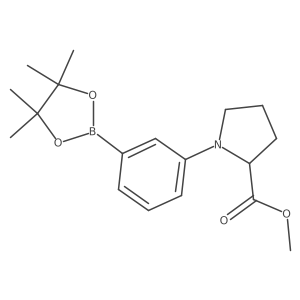 (S)-methyl 1-(3-(4,4,5,5-tetramethyl-1,3,2-dioxaborolan-2-yl)phenyl)pyrrolidine-2-carboxylate结构式