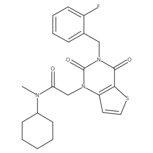 N-cyclohexyl-2-[3-(2-fluorobenzyl)-2,4-dioxo-3,4-dihydrothieno[3,2-d]pyrimidin-1(2H)-yl]-N-methylacetamide结构式