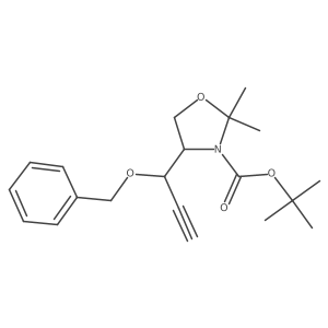 3-Oxazolidinecarboxylic acid, 2,2-dimethyl-4-[1-(phenylmethoxy)-2-propynyl]-, 1,1-dimethylethyl ester, [R-(R*,R*)]- Structure