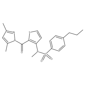 N-{2-[(3,5-dimethyl-1H-pyrazol-1-yl)carbonyl]thiophen-3-yl}-N-methyl-4-propylbenzenesulfonamide结构式