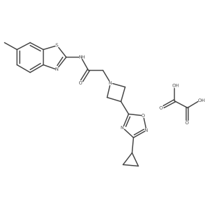 2-(3-(3-cyclopropyl-1,2,4-oxadiazol-5-yl)azetidin-1-yl)-N-(6-methylbenzo[d]thiazol-2-yl)acetamide oxalate结构式