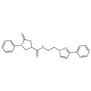 5-oxo-1-phenyl-N-(2-(3-(pyridin-2-yl)-1H-pyrazol-1-yl)ethyl)pyrrolidine-3-carboxamide结构式