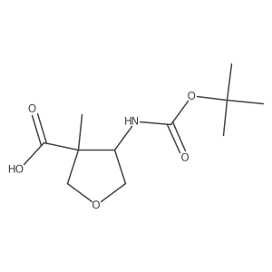 4-((Tert-butoxycarbonyl)amino)-3-methyltetrahydrofuran-3-carboxylic acid结构式