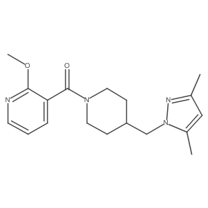 (4-((3,5-dimethyl-1H-pyrazol-1-yl)methyl)piperidin-1-yl)(2-methoxypyridin-3-yl)methanone Structure