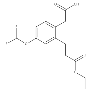 2-(4-(Difluoromethoxy)-2-(3-ethoxy-3-oxopropyl)phenyl)acetic acid Structure