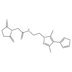 N-(2-(3,5-dimethyl-4-(thiophen-3-yl)-1H-pyrazol-1-yl)ethyl)-2-(2,5-dioxopyrrolidin-1-yl)acetamide结构式