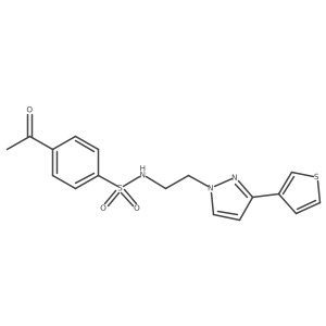 4-acetyl-N-(2-(3-(thiophen-3-yl)-1H-pyrazol-1-yl)ethyl)benzenesulfonamide结构式