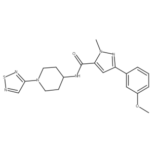 3-(3-methoxyphenyl)-1-methyl-N-[1-(1,2,5-thiadiazol-3-yl)piperidin-4-yl]-1H-pyrazole-5-carboxamide结构式