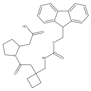 2-[1-(2-{1-[({[(9H-fluoren-9-yl)methoxy]carbonyl}amino)methyl]cyclobutyl}acetyl)pyrrolidin-2-yl]acetic acid Structure