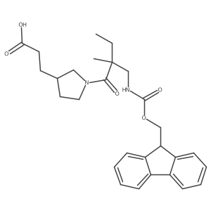 3-(1-{2-[({[(9H-fluoren-9-yl)methoxy]carbonyl}amino)methyl]-2-methylbutanoyl}pyrrolidin-3-yl)propanoic acid结构式
