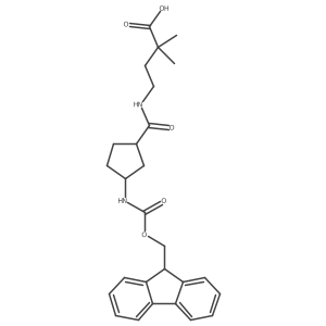 rac-4-{[(1R,3S)-3-({[(9H-fluoren-9-yl)methoxy]carbonyl}amino)cyclopentyl]formamido}-2,2-dimethylbutanoic acid Structure