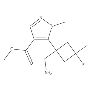 methyl 5-[1-(aminomethyl)-3,3-difluorocyclobutyl]-1-methyl-1H-pyrazole-4-carboxylate结构式