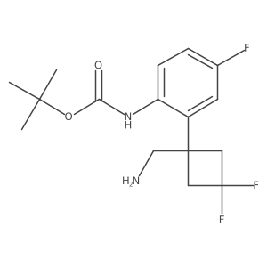 tert-butyl N-{2-[1-(aminomethyl)-3,3-difluorocyclobutyl]-4-fluorophenyl}carbamate结构式