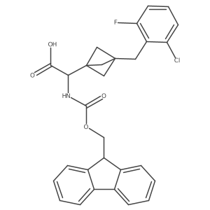 2-[3-[(2-Chloro-6-fluorophenyl)methyl]-1-bicyclo[1.1.1]pentanyl]-2-(9H-fluoren-9-ylmethoxycarbonylamino)acetic acid Structure