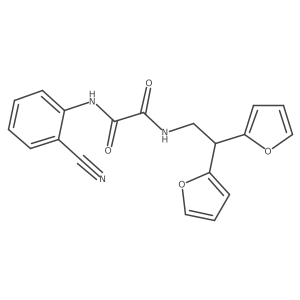 N-[2,2-bis(furan-2-yl)ethyl]-N'-(2-cyanophenyl)ethanediamide Structure