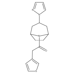 1-[3-(1H-pyrazol-1-yl)-8-azabicyclo[3.2.1]octan-8-yl]-2-(thiophen-3-yl)ethan-1-one Structure
