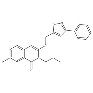6-fluoro-2-(((3-phenyl-1,2,4-oxadiazol-5-yl)methyl)thio)-3-propylquinazolin-4(3H)-one结构式