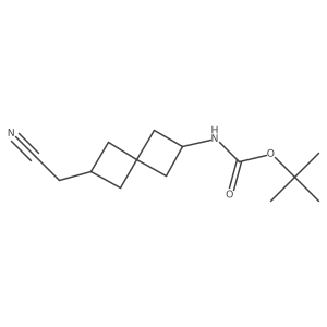 Tert-butyl (6-(cyanomethyl)spiro[3.3]heptan-2-YL)carbamate结构式