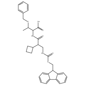 (2R,3S)-3-(benzyloxy)-2-[2-cyclobutyl-3-({[(9H-fluoren-9-yl)methoxy]carbonyl}amino)propanamido]butanoic acid Structure