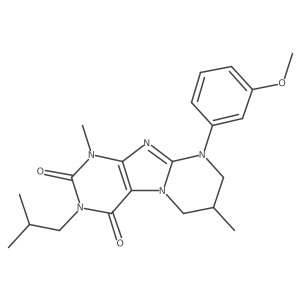 3-isobutyl-9-(3-methoxyphenyl)-1,7-dimethyl-6,7,8,9-tetrahydropyrimido[2,1-f]purine-2,4(1H,3H)-dione结构式