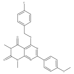 5-((4-fluorobenzyl)thio)-7-(4-methoxyphenyl)-1,3-dimethylpyrimido[4,5-d]pyrimidine-2,4(1H,3H)-dione Structure