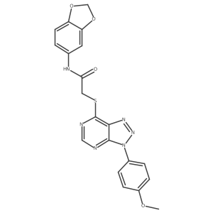 N-(benzo[d][1,3]dioxol-5-yl)-2-((3-(4-methoxyphenyl)-3H-[1,2,3]triazolo[4,5-d]pyrimidin-7-yl)thio)acetamide结构式