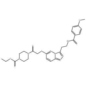 Ethyl 4-(2-((3-(2-(4-methoxybenzamido)ethyl)-[1,2,4]triazolo[4,3-b]pyridazin-6-yl)thio)acetyl)piperazine-1-carboxylate结构式