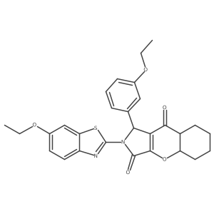 2-(6-ethoxy-1,3-benzothiazol-2-yl)-1-(3-ethoxyphenyl)-4a,5,6,7,8,8a-hexahydro-1H-chromeno[2,3-c]pyrrole-3,9-dione结构式