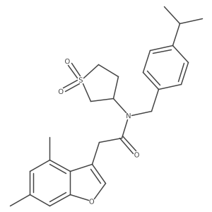 2-(4,6-dimethyl-1-benzofuran-3-yl)-N-(1,1-dioxidotetrahydrothiophen-3-yl)-N-[4-(propan-2-yl)benzyl]acetamide Structure