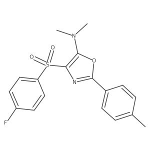 4-((4-fluorophenyl)sulfonyl)-N,N-dimethyl-2-(p-tolyl)oxazol-5-amine结构式