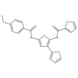 N-[2-(4-methoxybenzamido)-4-(thiophen-2-yl)-1,3-thiazol-5-yl]furan-2-carboxamide结构式