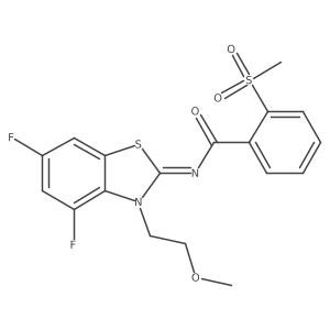 (E)-N-(4,6-difluoro-3-(2-methoxyethyl)benzo[d]thiazol-2(3H)-ylidene)-2-(methylsulfonyl)benzamide结构式
