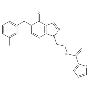 N-(2-(5-(3-fluorobenzyl)-4-oxo-4,5-dihydro-1H-pyrazolo[3,4-d]pyrimidin-1-yl)ethyl)thiophene-2-carboxamide Structure