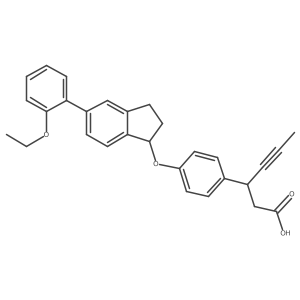 (3R)-3-(4-((5-(2-Ethoxyphenyl)-2,3-dihydro-1H-inden-1-yl)oxy)phenyl)hex-4-ynoic acid结构式