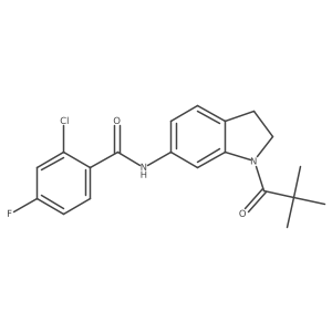 2-chloro-N-[1-(2,2-dimethylpropanoyl)-2,3-dihydro-1H-indol-6-yl]-4-fluorobenzamide Structure