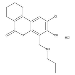 2-Chloro-3-hydroxy-4-(propylaminomethyl)-7,8,9,10-tetrahydrobenzo[c]chromen-6-one;hydrochloride Structure