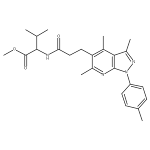 L-Valine, N-[1-oxo-3-[3,4,6-trimethyl-1-(4-methylphenyl)-1H-pyrazolo[3,4-b]pyridin-5-yl]propyl]-, methyl ester Structure