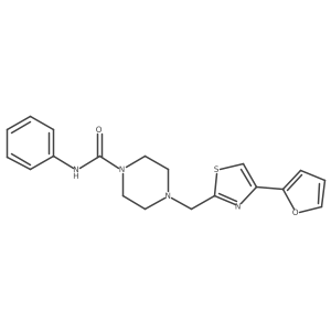 O=C(Nc1ccccc1)N1CCN(Cc2nc(-c3ccco3)cs2)CC1结构式
