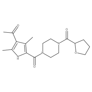 1-(2,4-Dimethyl-5-(4-(tetrahydrofuran-2-carbonyl)piperazine-1-carbonyl)-1H-pyrrol-3-yl)ethanone结构式