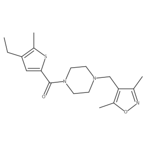 [4-[(3,5-Dimethyl-4-isoxazolyl)methyl]-1-piperazinyl](4-ethyl-5-methyl-2-thienyl)methanone Structure
