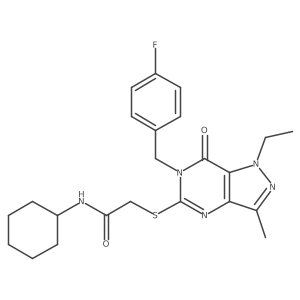 N-cyclohexyl-2-({1-ethyl-6-[(4-fluorophenyl)methyl]-3-methyl-7-oxo-1H,6H,7H-pyrazolo[4,3-d]pyrimidin-5-yl}sulfanyl)acetamide Structure