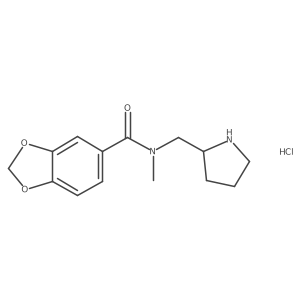 N-methyl-N-(pyrrolidin-2-ylmethyl)benzo[d][1,3]dioxole-5-carboxamide hydrochloride结构式