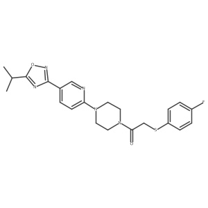 2-((4-Fluorophenyl)thio)-1-(4-(5-(5-isopropyl-1,2,4-oxadiazol-3-yl)pyridin-2-yl)piperazin-1-yl)ethanone结构式
