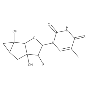 1-((2R,3S,3aR,4aS,5aR,5bR)-3-Fluoro-3a,5a-dihydroxyoctahydrocyclopropa[4,5]cyclopenta[1,2-b]furan-2-yl)-5-methylpyrimidine-2,4(1H,3H)-dione结构式