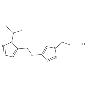 N-[[2-(difluoromethyl)pyrazol-3-yl]methyl]-1-ethylpyrazol-4-amine;hydrochloride Structure